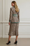 Coffee Notched Lapel 2 Piece Leopard Women Prom Suits