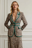 Coffee Notched Lapel 2 Piece Leopard Women Prom Suits