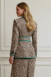 Coffee Notched Lapel 2 Piece Leopard Women Prom Suits