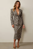 Coffee 2 Piece Leopard Pencil Women Prom Suits
