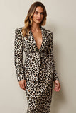 Coffee 2 Piece Leopard Pencil Women Prom Suits