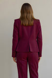Burgundy 2 Piece Notched Lapel Ruffled Women Prom Suits with Pockets