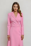 Pink Pencil Midi Notched Lapel Blazer Dress with Belt