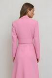 Pink Pencil Midi Notched Lapel Blazer Dress with Belt