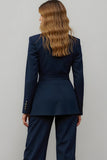 Navy 2 Piece Notched Lapel Fitted Women Prom Suits