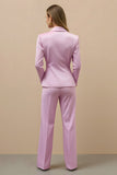 Pink 2 Piece Notched Lapel Double Breasted Women Prom Suits