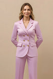 Pink 2 Piece Notched Lapel Double Breasted Women Prom Suits
