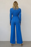 Blue 2 Piece Notched Lapel Single Breasted Women Prom Suits with Pockets