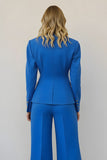 Blue 2 Piece Notched Lapel Single Breasted Women Prom Suits with Pockets