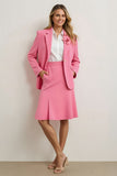 Pink Notched Lapel 2 Piece Women Prom Suits with 3D Flower