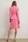 Pink Notched Lapel 2 Piece Women Prom Suits with 3D Flower