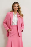 Pink Notched Lapel 2 Piece Women Prom Suits with 3D Flower