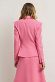 Pink Notched Lapel 2 Piece Women Prom Suits with 3D Flower