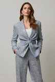 Sparkly Sequins Grey 2 Piece Women Prom Suits with Pockets