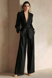 Blue Peak Lapel 2 Piece Women Prom Suits with Sash