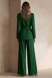 Blue Peak Lapel 2 Piece Women Prom Suits with Sash