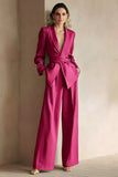 Blue Peak Lapel 2 Piece Women Prom Suits with Sash