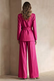 Blue Peak Lapel 2 Piece Women Prom Suits with Sash