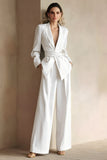 Blue Peak Lapel 2 Piece Women Prom Suits with Sash