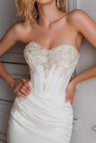 White Bodycon Sweetheart Short Cocktail Dress with Beading