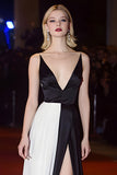 Patchwork Deep V-Neck Maxi Black and White Dress with Slit
