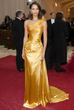 Yellow Sheath One Shoulder Maxi Gala Dress