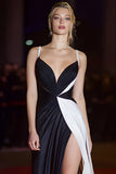 Patchwork Spaghetti Straps Long Black and White Dress with Slit