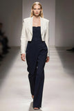 Ivory Navy Notched Lapel 3 Piece Business Suits