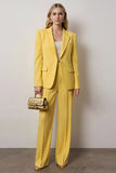 Yellow 2 Piece Notched Lapel Business Suits with Sleeves