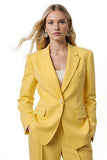 Yellow 2 Piece Notched Lapel Business Suits with Sleeves