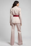 Blush Notched Lapel 2 Piece Business Suits with Belt