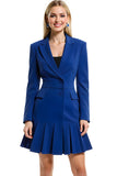 Royal Blue Single Breasted Notched Lapel Blazer Dress