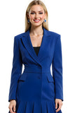 Royal Blue Single Breasted Notched Lapel Blazer Dress