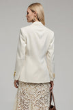 Ivory Long Sleeves Notched Lapel Women Blazer