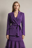 Dark Purple Notched Lapel 2 Piece Long Sleeves Prom Suits with Sash