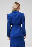 Royal Blue 2 Piece Midi Notched Lapel Business Suits