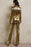 Sparkly Golden Peak Lapel Sequins Women Prom Suits