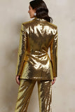 Sparkly Golden Peak Lapel Sequins Women Prom Suits