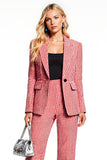 Red 2 Piece Long Sleeves One Button Business Suits