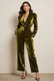 Green l Long Sleeves Peak Lape Prom Jumpsuits with Pockets