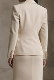 Champagne Mermaid 2 Piece Notched Lapel Midi Business Suits