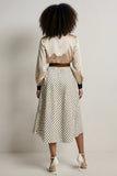 Champagne 2 Piece A-Line Satin Long Sleeves Midi Workwear