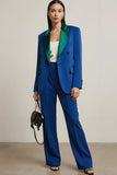 Royal Blue Peak Lapel 2 Piece Long Sleeves Business Suits