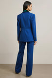 Royal Blue Peak Lapel 2 Piece Long Sleeves Business Suits
