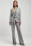 Grey 2 Piece Slim Fit Long Sleeves Notched Lapel Business Suits