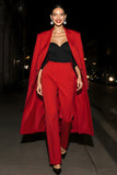 Red Peak Lapel 2 Piece Long Sleeves Business Suits