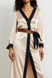 Champagne V-Neck Long Sleeves Pencil Work Dress