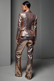 Sparkly Sequin Rose Golden 2 Piece Peak Lapel Long Sleeves Prom Suits