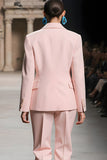 Pink 2 Piece Notched Lapel Long Sleeves Single Breasted Business Suits