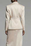 Champagne 2 Piece Long Sleeves Peak Lapel Pencil Midi Business Suits